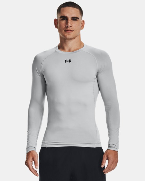 Men's UA HeatGear® Armour Long Sleeve Compression Shirt, Gray, pdpMainDesktop image number 0